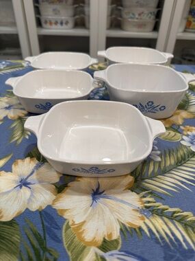 Corningware White with Blue Cornflower Individual Baking Dishes - Set of 5